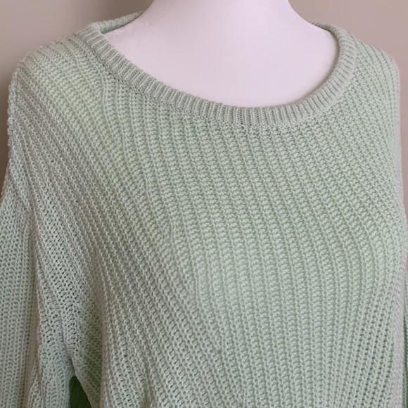 Banana Republic light green cotton knitted pullover oversized sweater - Picture 2 of 4